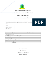 SMK Tambulion Kota Belud Sijil Pelajaran Malaysia 2017 Oral English Test Statement of Achievement