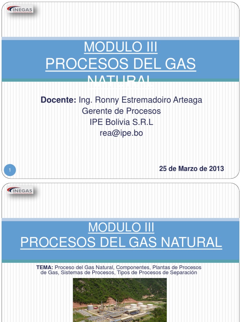 Modulo III Proceso de Gas Natural y Plantas PDF | PDF | Gases | Gas natural