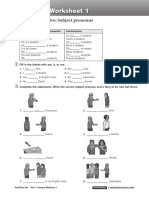 T2T - One - U1 - Grammarworksheet - 1 Verb Be Affirmative Subject Pronouns PDF