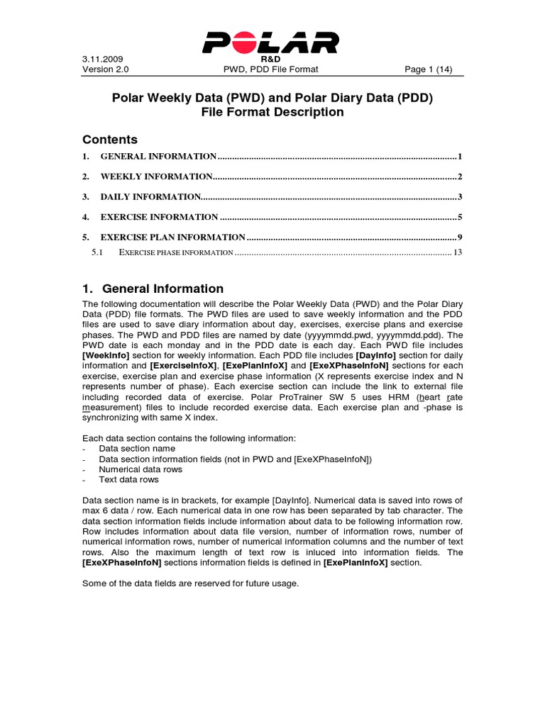 Polar PWD PDD File Format | PDF | File Format | Speed