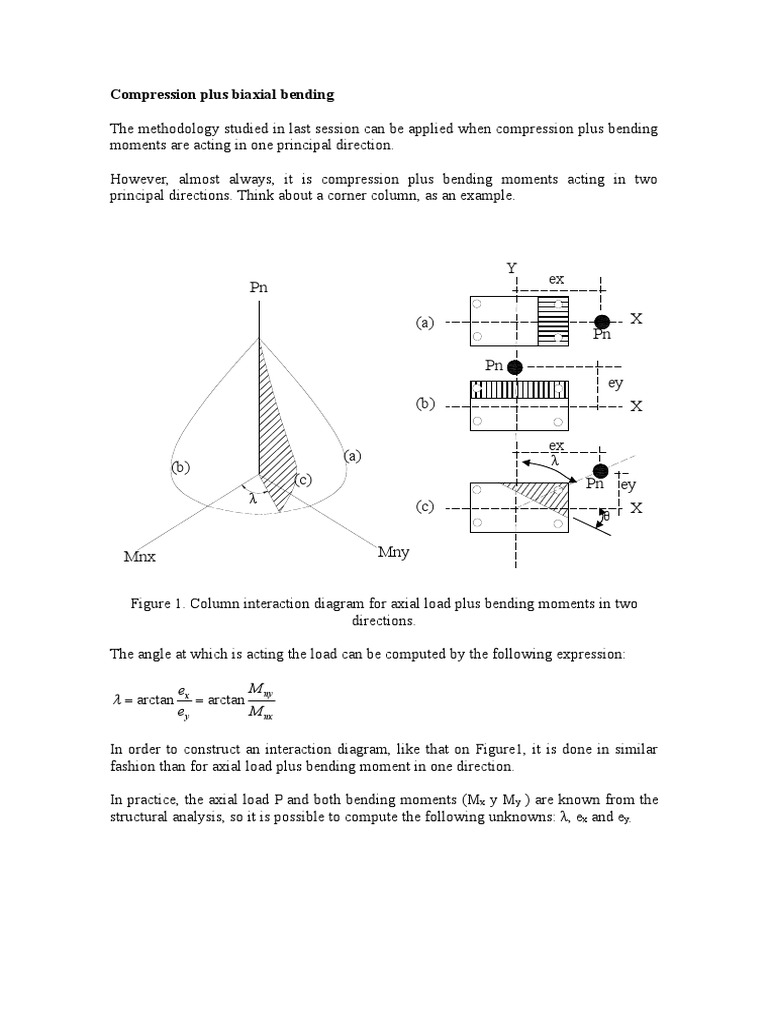 Biaxial Bending and Compression Analysis | PDF | Bending | Equations