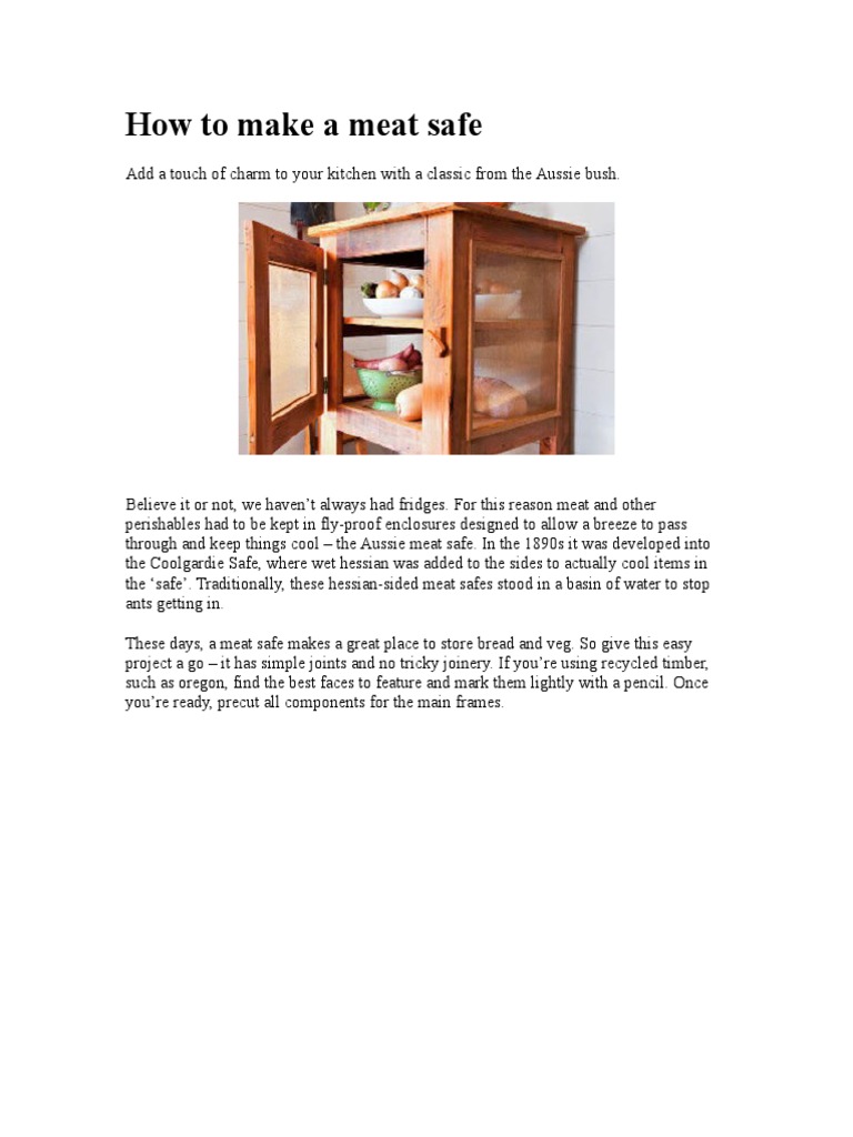 How To Make A Meat Safe | PDF | Industrial Processes | Wood