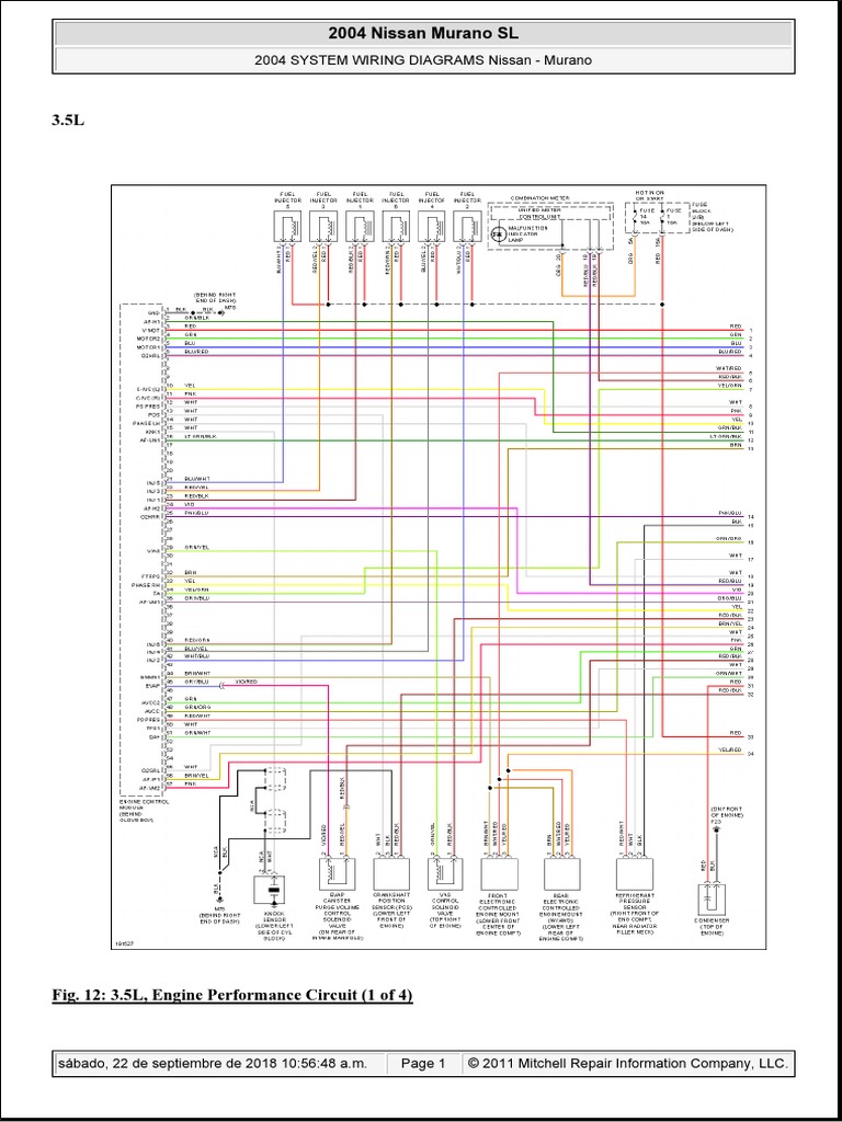 2004 Nissan Murano 3.5L Diagrama de Motor PDF