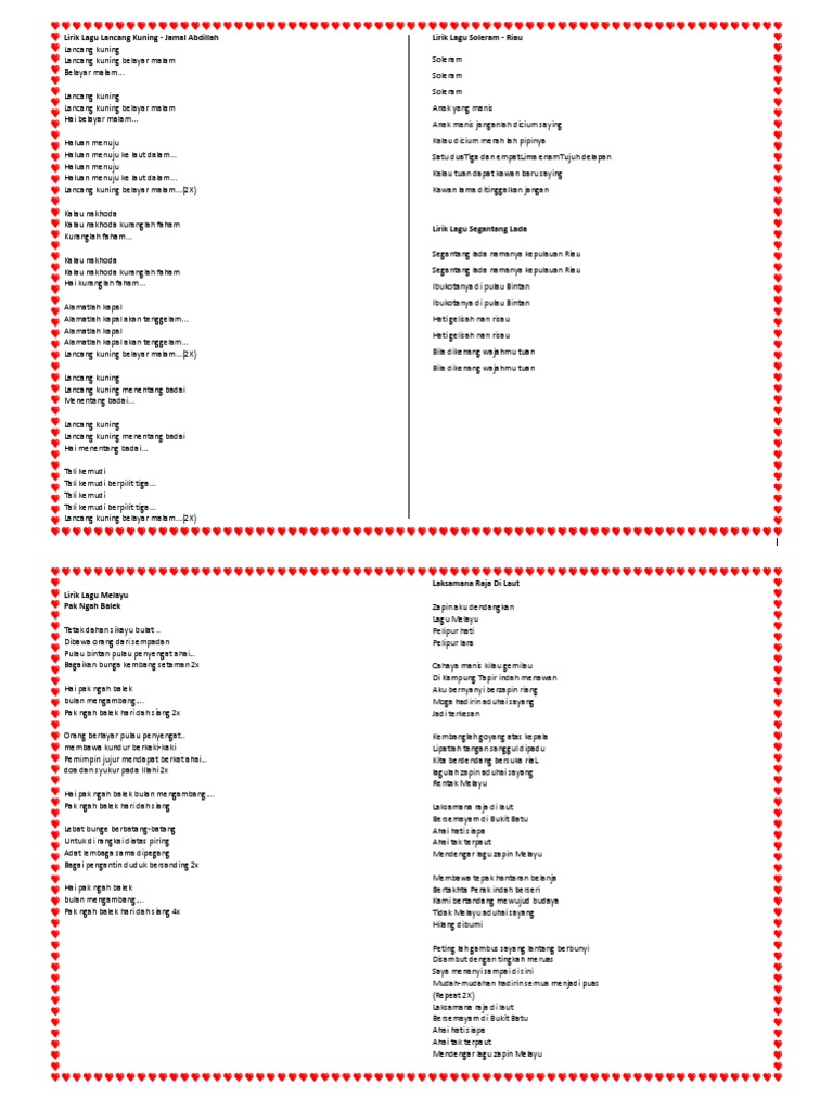 Lirik Lagu Melayu Tradisional Pdf Kajian Bahasa Asing Puisi