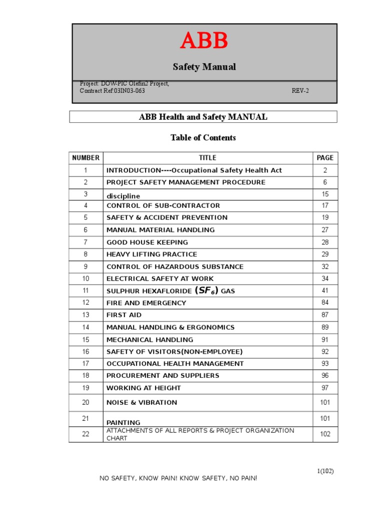 ABB Safety Mannual PDF Occupational Safety And Health