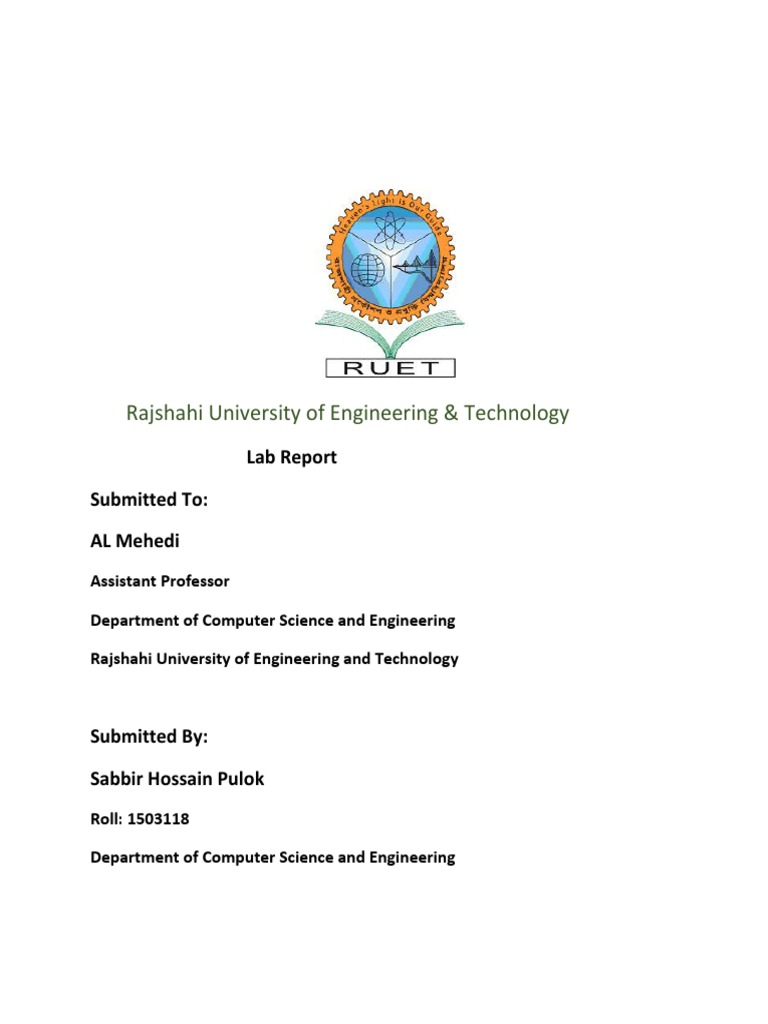 Rajshahi University of Engineering & Technology: Lab Report | PDF