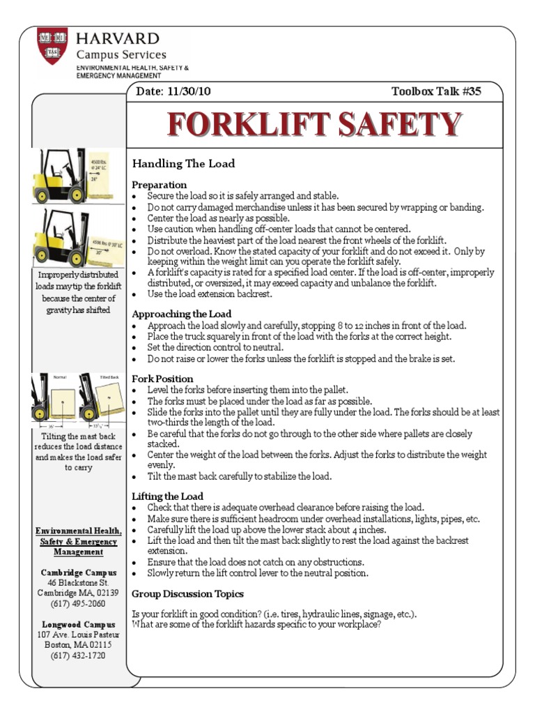Forklift Safety Toolbox Talk Guide | PDF | Forklift | Vehicles