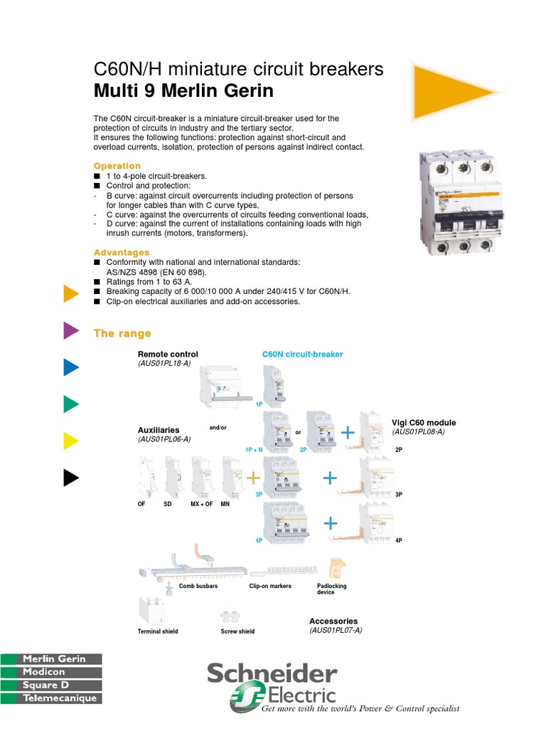 C60N-H Breaker Disjoncteur Schneider | PDF | Components | Electronics