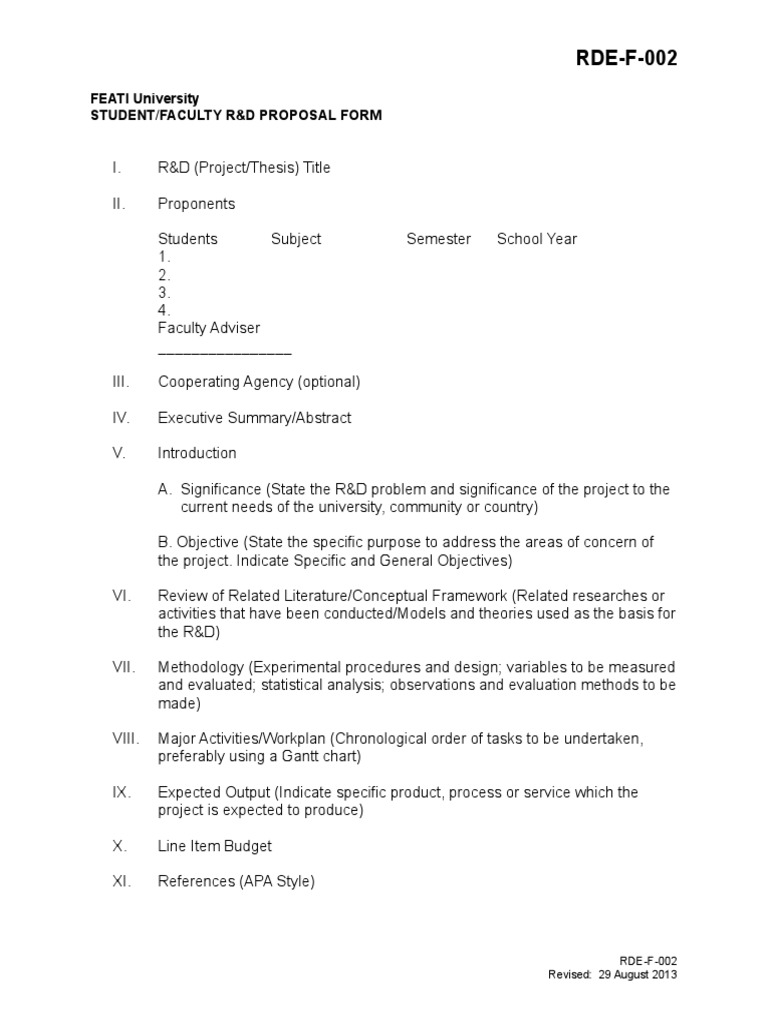 R&D Proposal Form for Students and Faculty | PDF | Art | Technology ...