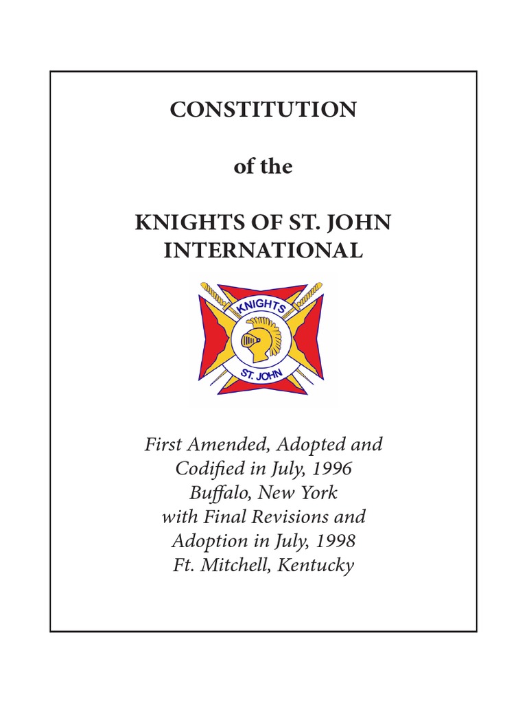 Supreme Constitution of Knights If St. John Internaltional PDF