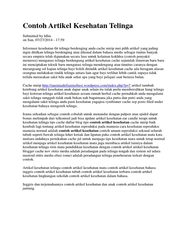 Contoh Artikel Contoh Artikel Kesehatan