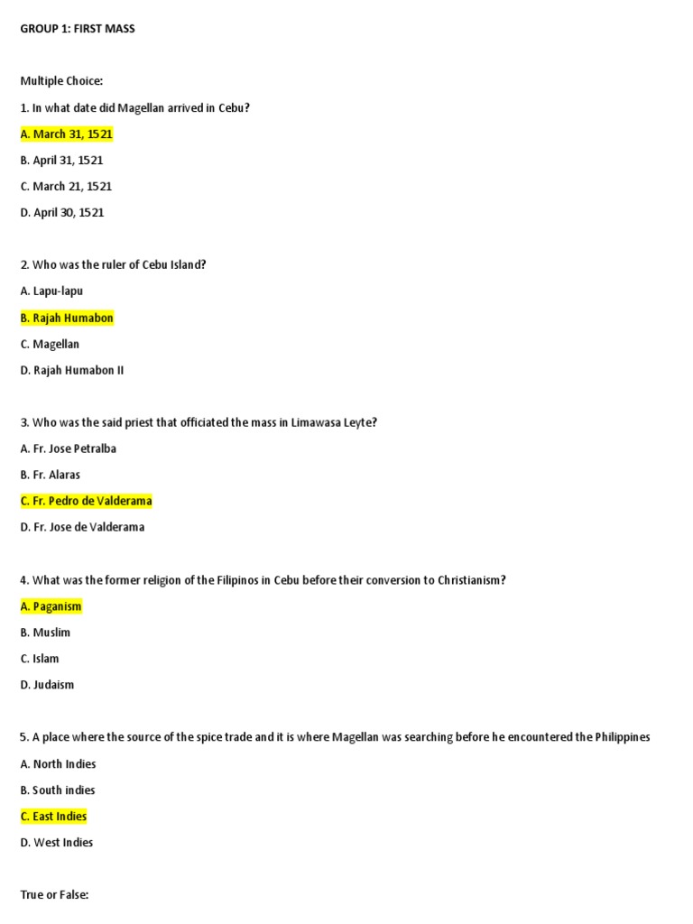 FIRST MASS Q and A | PDF | Cebu | Religion And Belief