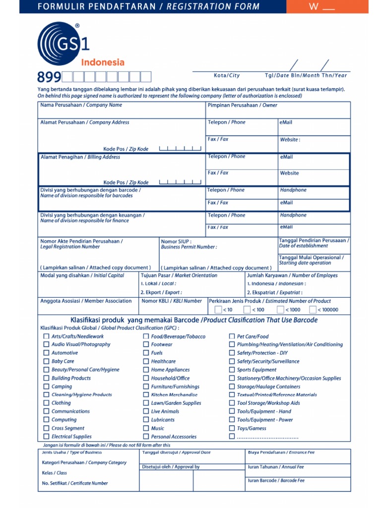 Formulir GS1 Indonesia PDF | PDF