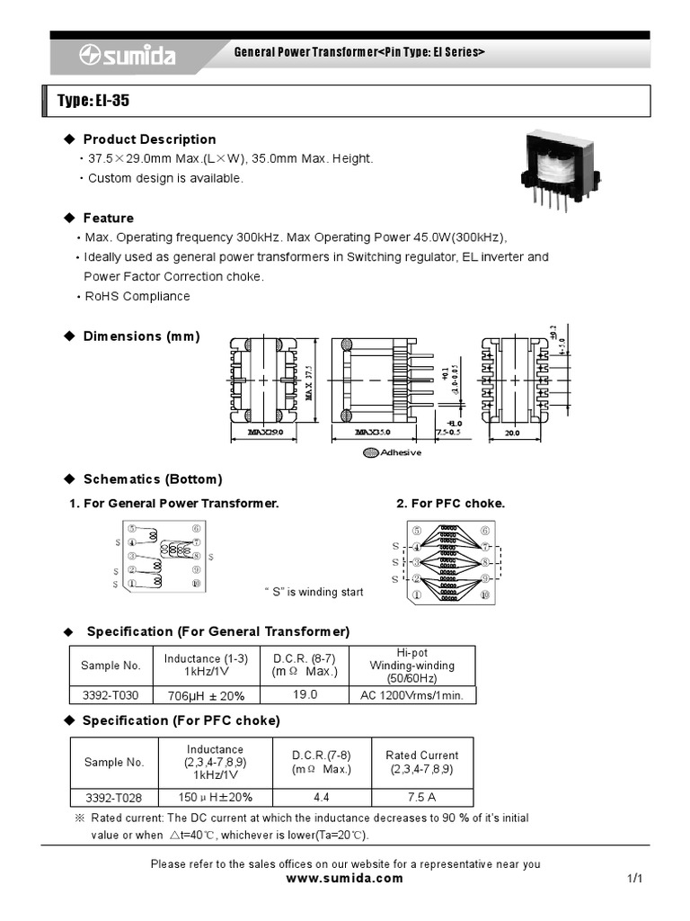 Ei 35 Pdf Pdf Transformer Power Inverter