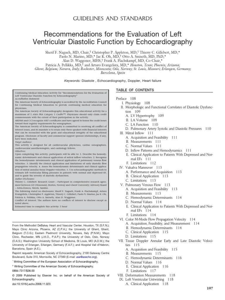 Diastolic Guidelines | PDF | Diastole | Atrium (Heart)