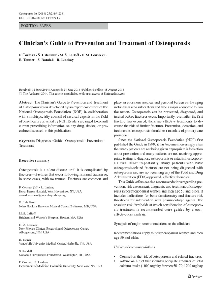 ClinicianSGuideToPreventionAnd PDF | PDF | Osteoporosis | Bone