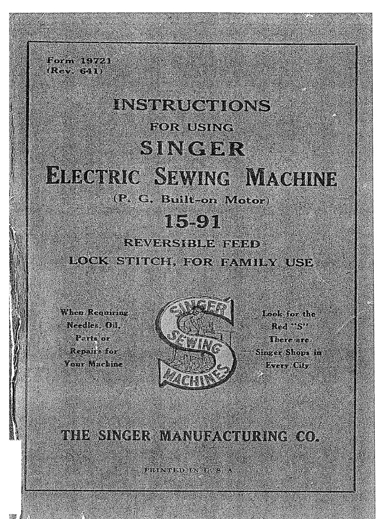 Singer 15-91 Manual | PDF