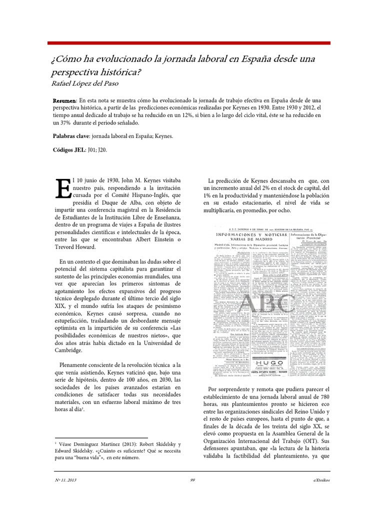 Evolución de la jornada laboral en España | PDF | Tiempo de trabajo ...