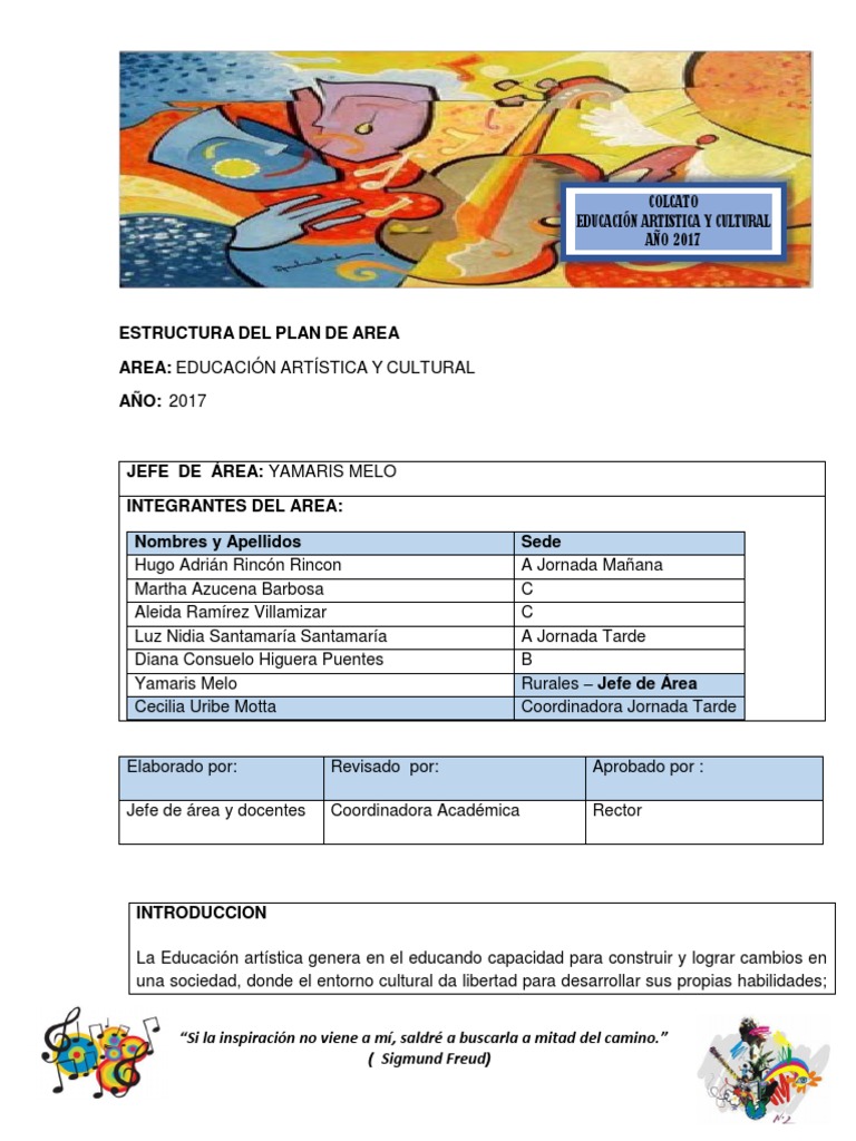 Malla Curricular de Artistica Año 2017 | PDF | Educación en artes ...