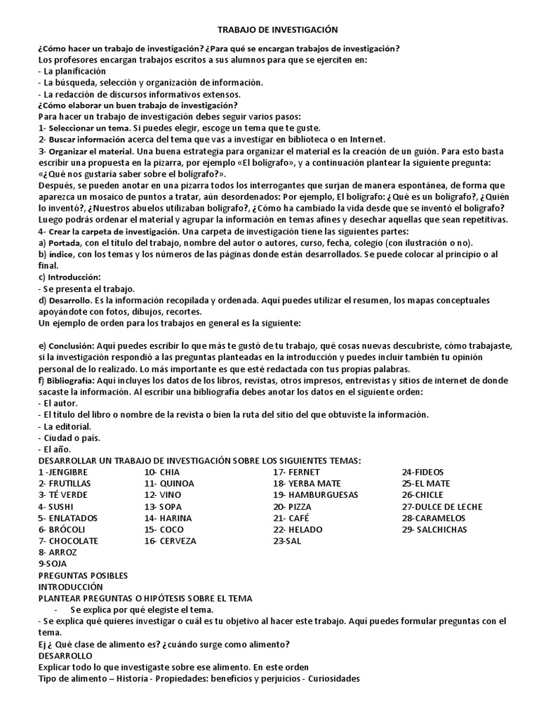 Guía para un Trabajo de Investigación | PDF | Bibliografía | Información