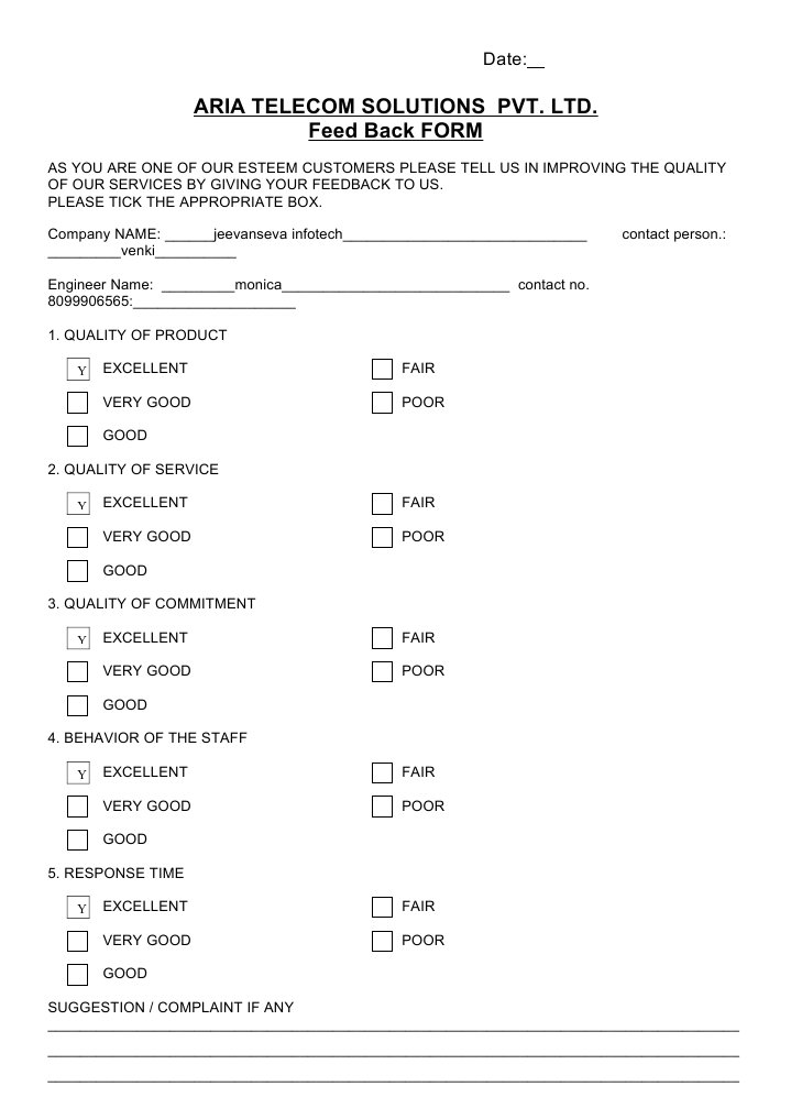 Customer Feedback Form Template | PDF | Business