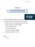 Tema 5 - El Léxico Español