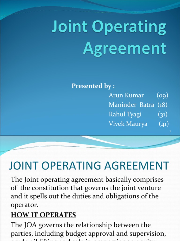 Joint Operating Agreement | PDF | Arbitral Tribunal | Arbitration