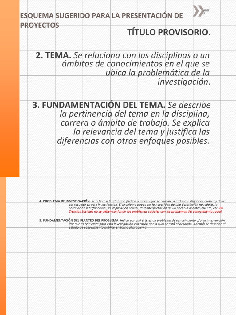 Esquema Sugerido para La Presentación de Proyectos | PDF | Teoría ...