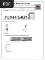 Avaliação Diagnóstica de Matemática 1º Ano - Cópia