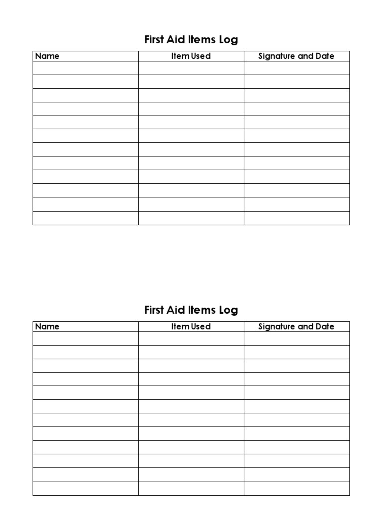 First Aid Log PDF