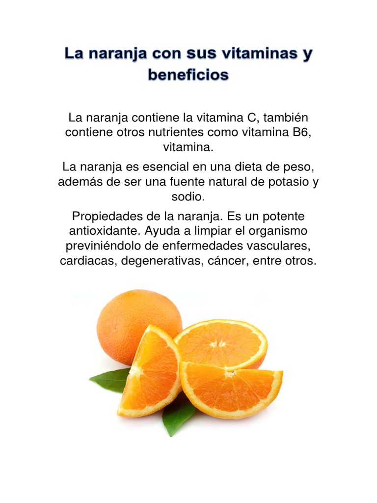 La Naranja Con Sus Vitaminas y Beneficios