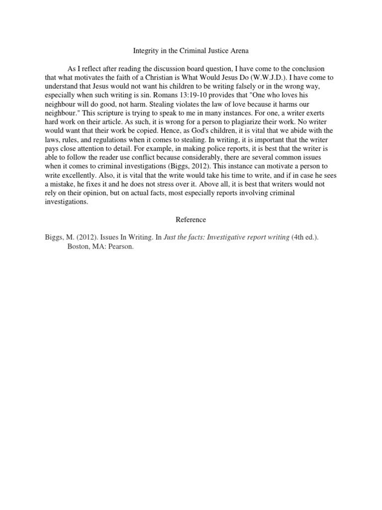Integrity in Criminal Justice Writing | PDF
