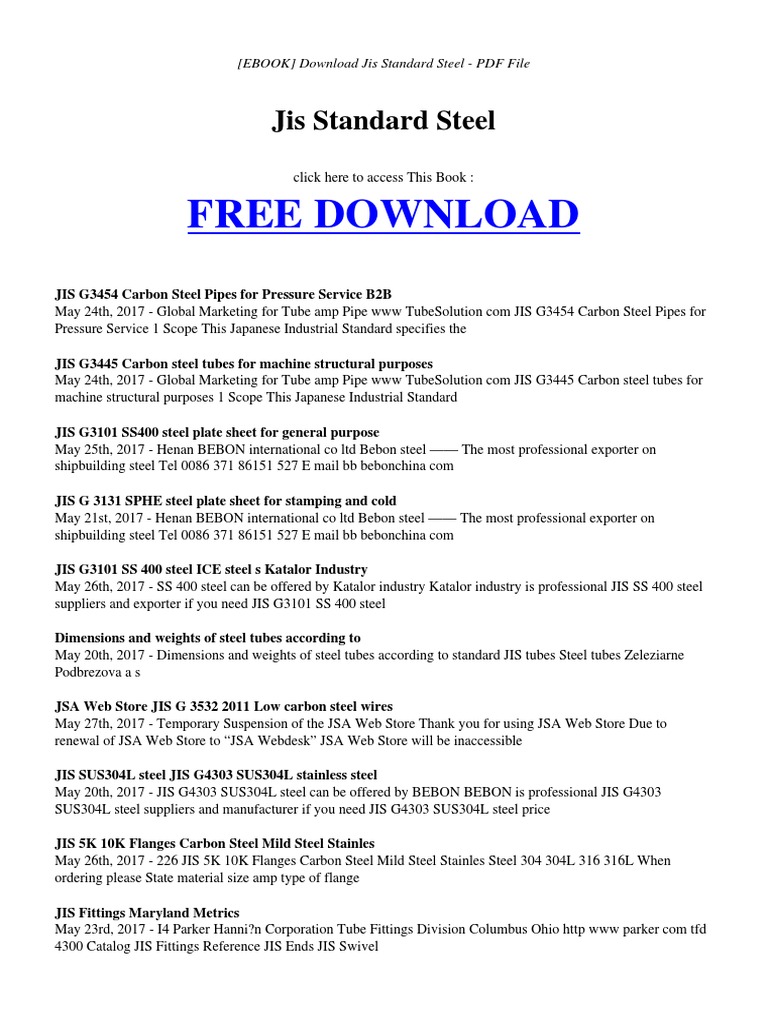 Jis Standard Steel PDF | PDF | Pipe (Fluid Conveyance) | Steel