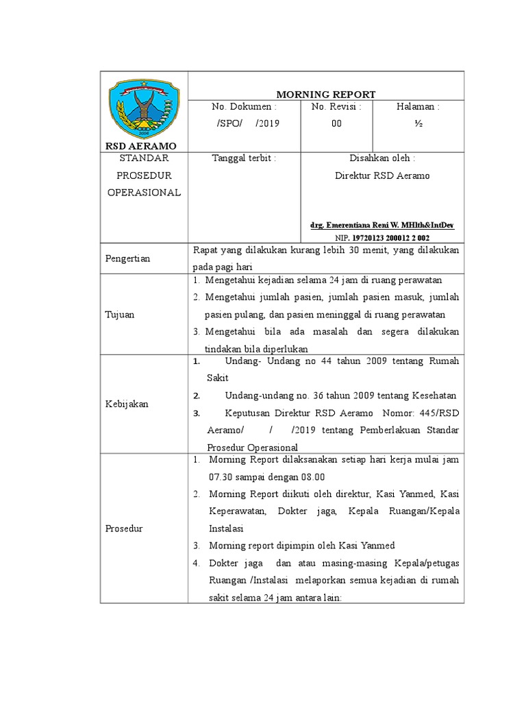 Prosedur Morning Report RSD Aeramo | PDF | Sains & Matematika