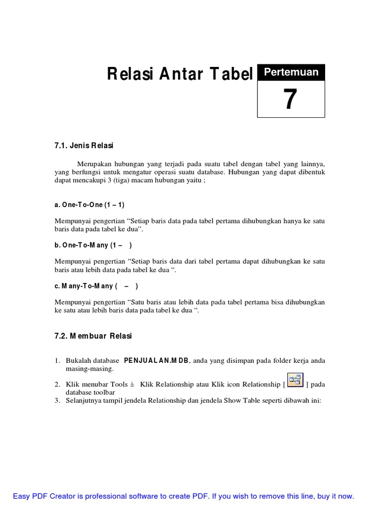 Relasi Antar Tabel PDF | PDF