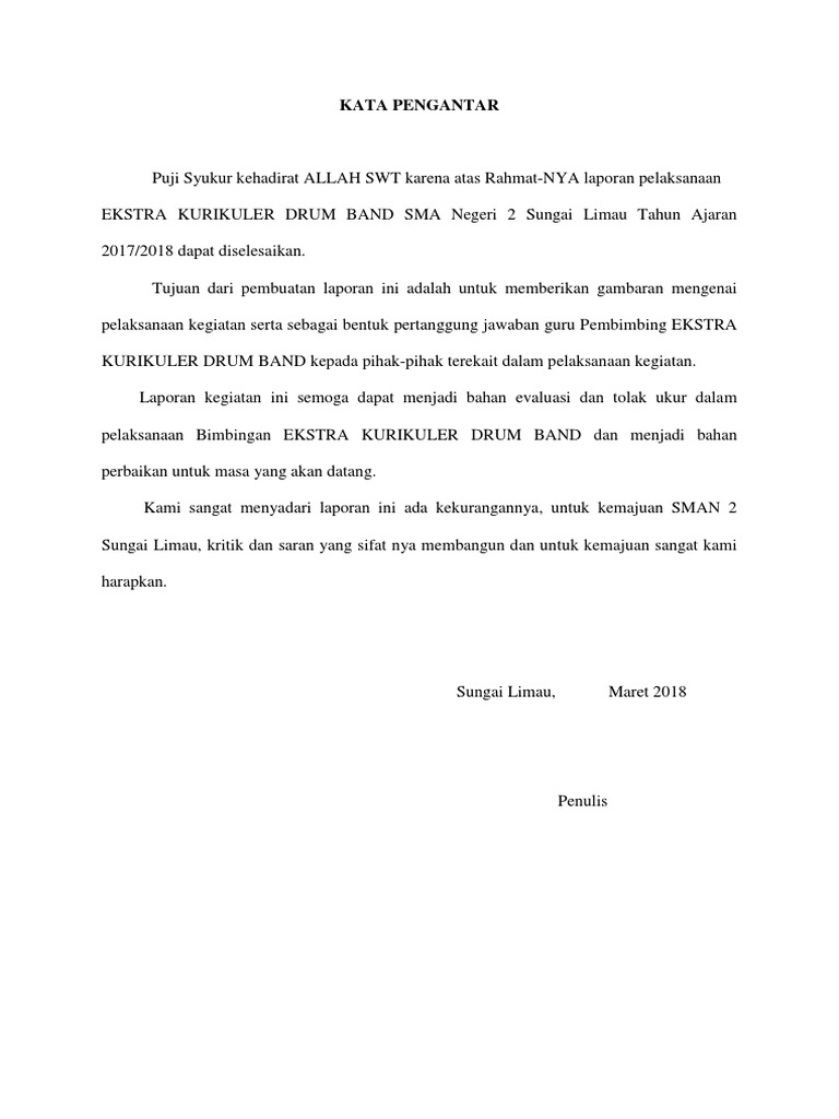 Contoh Laporan Kegiatan Drumband