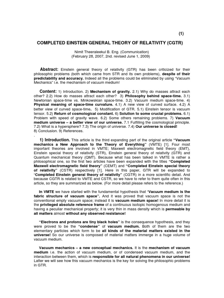 2nd. Revised Completed Einstein General Theory of Relativity | PDF ...