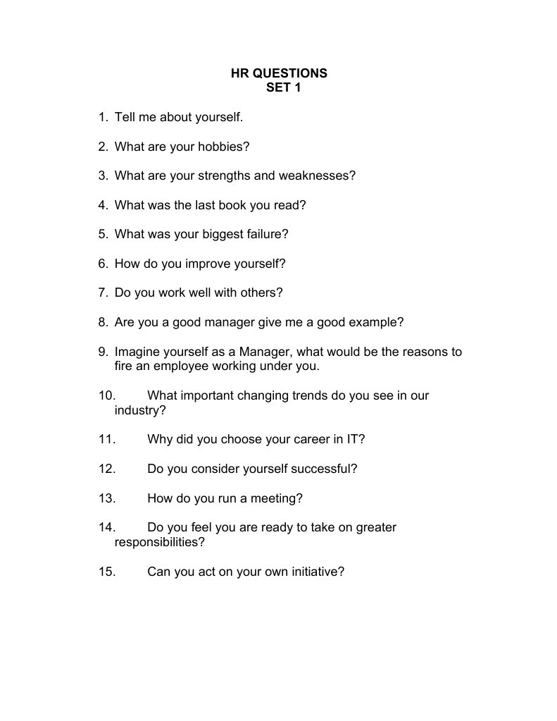 Essential HR Interview Questions Guide | PDF