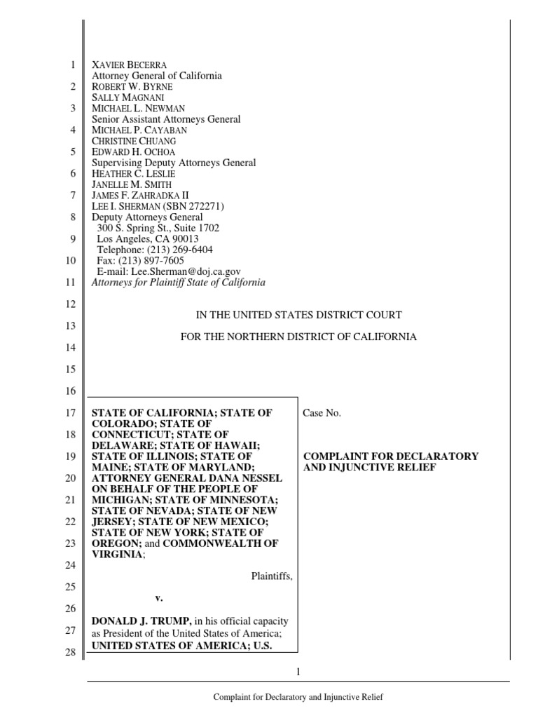 Sixteen States Sue Trump Over Border Wall Emergency Declaration | PDF ...