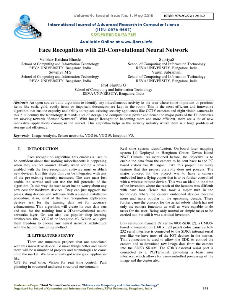 Face Recognition With 2D-Convolutional Neural Network | PDF ...