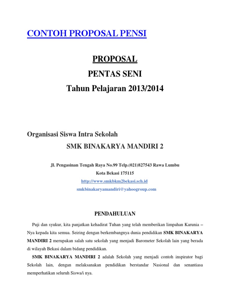 Contoh Proposal Pensi