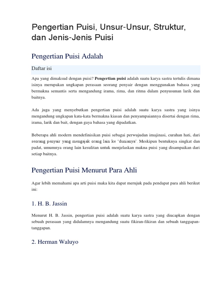 Pengertian Puisi