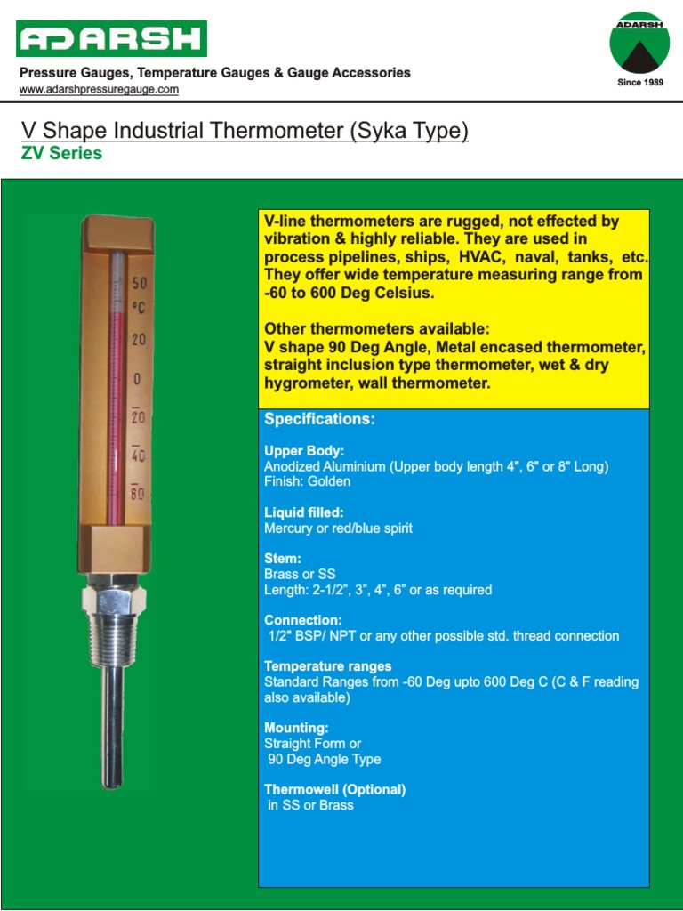 ZV - V Shape Thermometer | PDF | Thermometer | Celsius