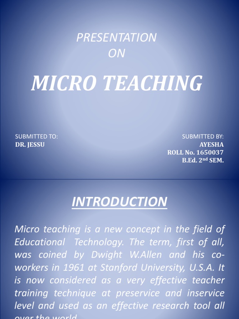 assignment on micro teaching pdf