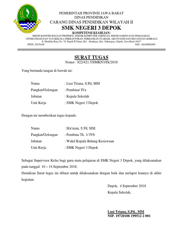 Contoh Surat Tugas Guru Pembelajaran Daring Dunia Sosial