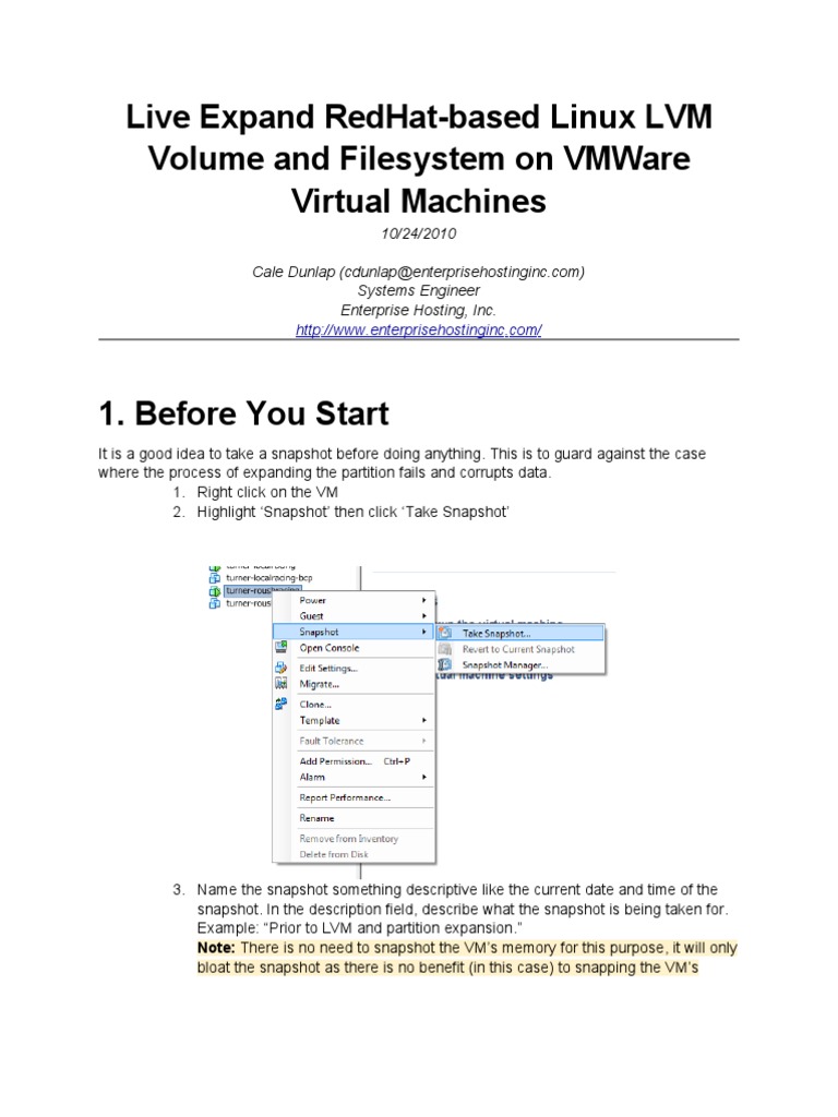 Expanding LVM on RedHat VMs | PDF | Virtual Machine | Command Line ...