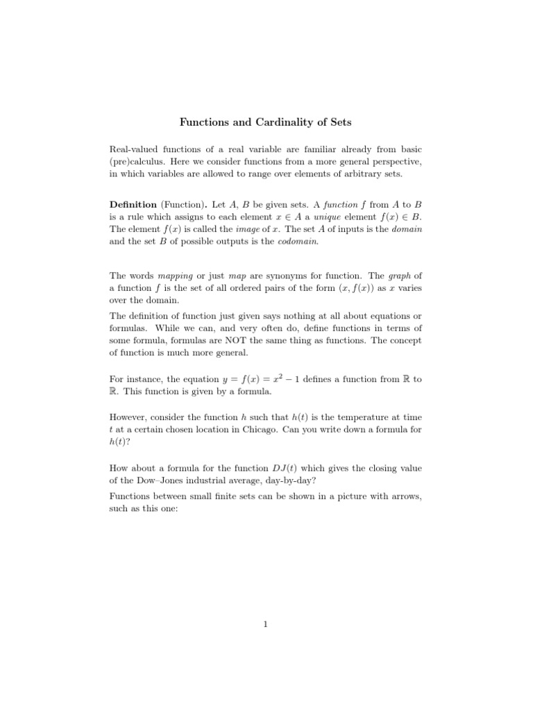 Functions and Cardinality of Sets | PDF | Function (Mathematics ...