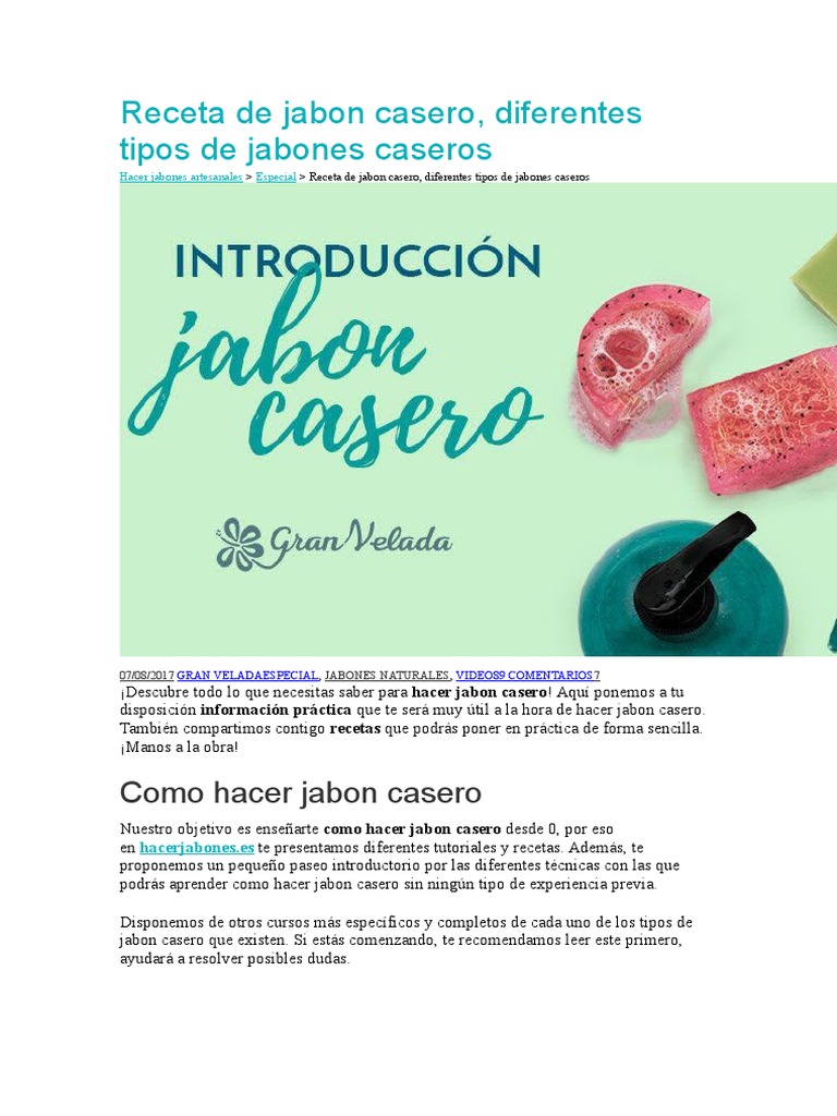 Receta de Jabon Casero, PDF, Jabón