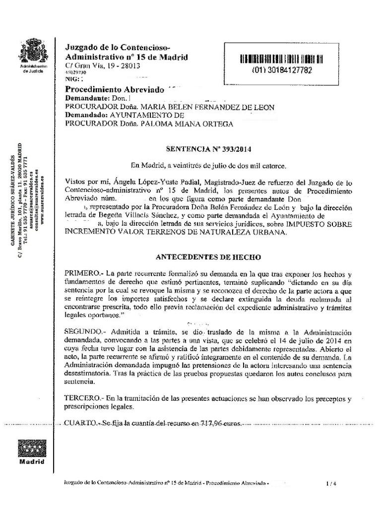 Sentencia Del Juzgado Contencioso Administrativo Número 15 de Madrid | PDF
