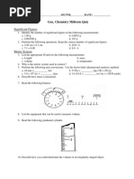 Significant Figures: - Gen. Chemistry Midterm Quiz